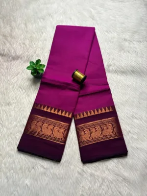Chettinad Cotton Sarees - Dark pink with Mejantha pink border
