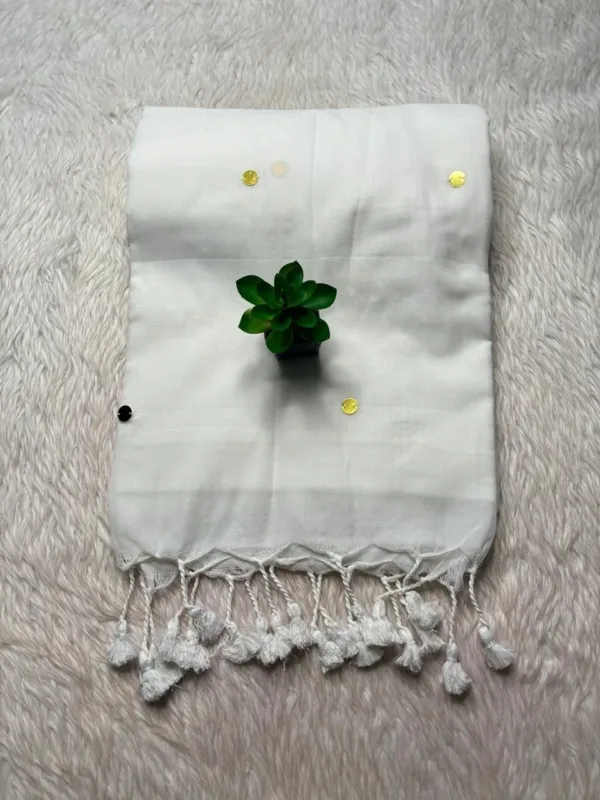 Gini khadi cotton saree - White Colour