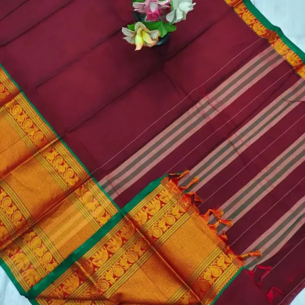 Narayanpet Cotton Sarees - Maroon