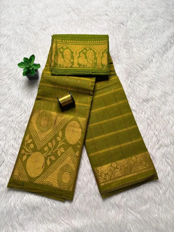 Madurai sungudi cotton Saree Self - Megandi green