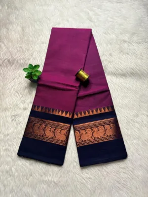Chettinad Cotton Sarees - Mejantha pink with black border