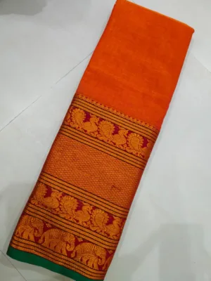 Narayanpet Cotton Sarees - Orange Gold