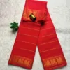 Madurai sungudi cotton Veludhari Small Self border - Orange Red