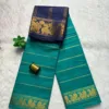 Madurai sungudi cotton Veludhari Small Self border - Silver Green