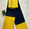 Madurai sungudi cotton mayuri - Blue with yellow border