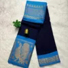 Madurai sungudi cotton mayuri - Blue with sky Blue