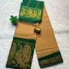 Madurai sungudi cotton mayuri - Biscuit colour with Green