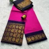 Madurai sungudi cotton mayuri - Pink with Blue