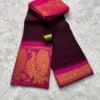 Madurai sungudi cotton mayuri - Maroon with Pink