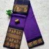 Madurai sungudi cotton mayuri - Purple with Dark blue