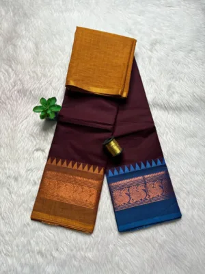 Chettinad Cotton Sarees - Ganga Jamuna - Maroon