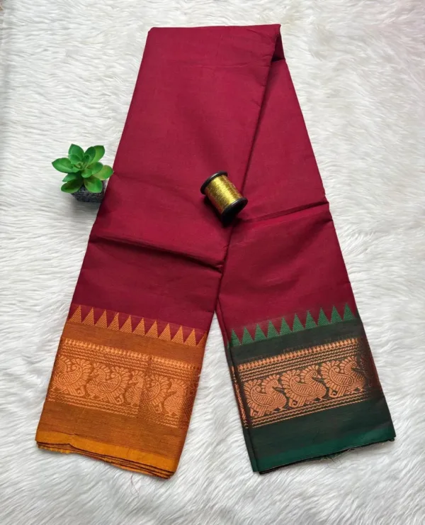 Chettinad Cotton Sarees - Ganga Jamuna - Red
