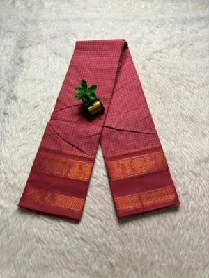 Chettinad Cotton Sarees - Udal Korvai - Pale Rasperry