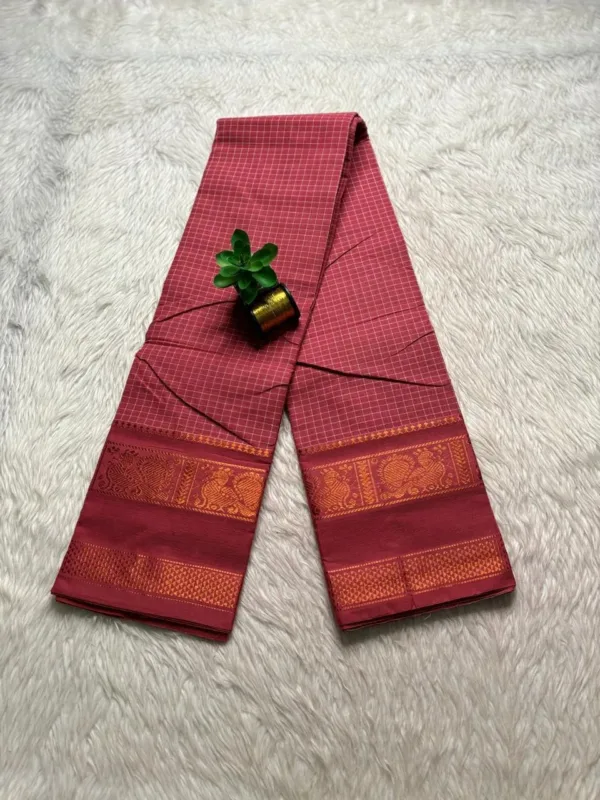 Chettinad Cotton Sarees - Udal Korvai - Pale Rasperry