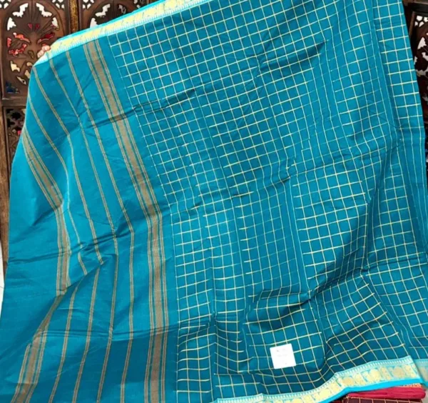 Chettinad Cotton Sarees - Udal Korvai - Silver green