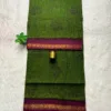 Madurai Sungudi Cotton Printed Sarees - Bottle green with Dark Maroon