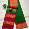 Madurai Sungudi Cotton Nokia Sarees - Green with Red