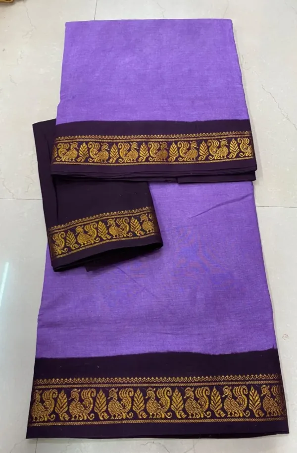 Madisar sarees - Madurai Sungudi Cotton - Running Blouse(Lavender Colour)