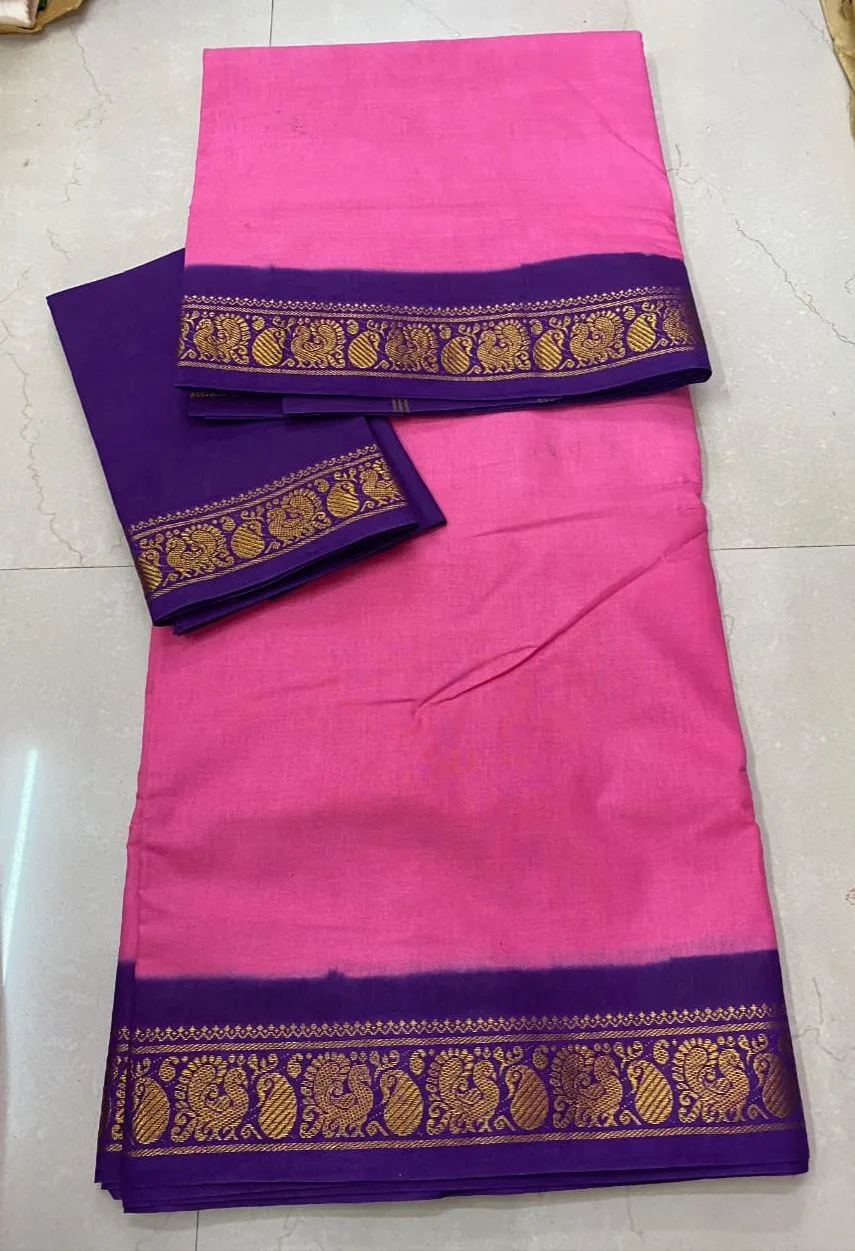 Madisar sarees - Madurai Sungudi Cotton - Running Blouse (Light Pink Colour)