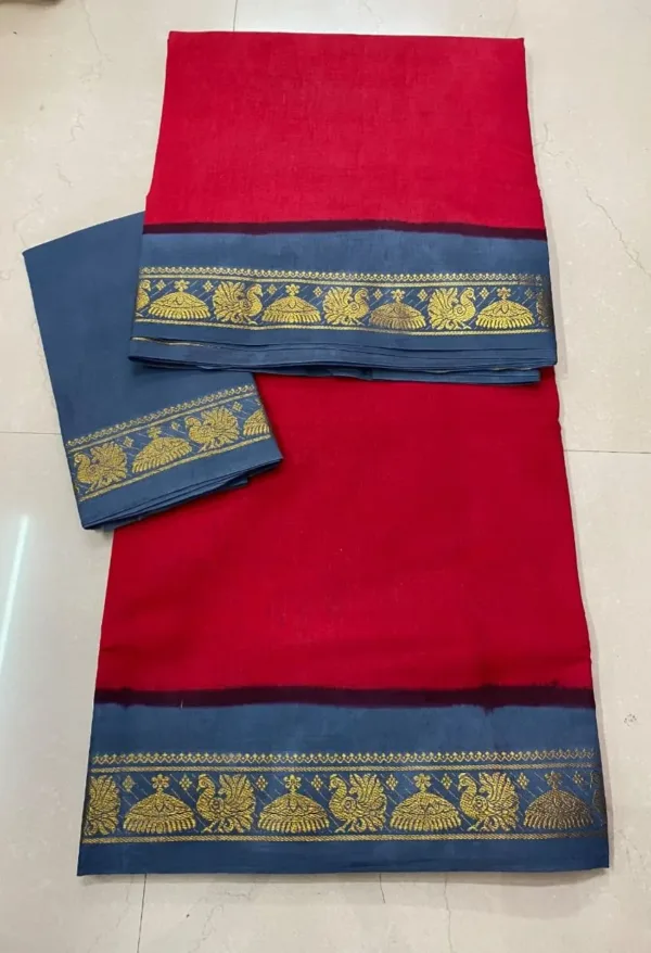 Madisar sarees - Madurai Sungudi Cotton - Running Blouse (Red Colour)