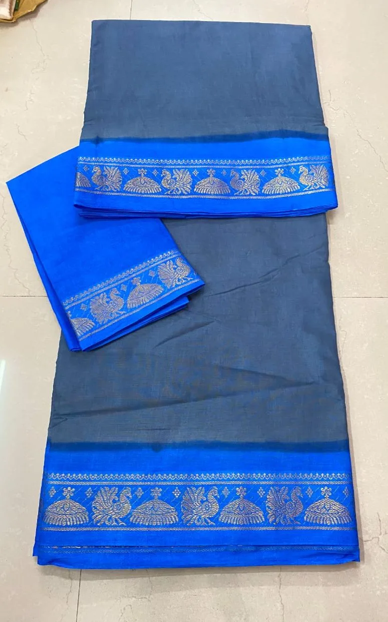 Madisar sarees - Madurai Sungudi Cotton - Running Blouse (Cement Colour)