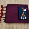 Khadi Cotton Sarees with embroidery blouse - Maroon with black blouse