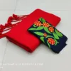 Khadi Cotton Sarees with embroidery blouse - Red with dark blue blouse