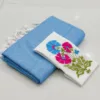 Khadi Cotton Sarees with embroidery blouse - Sky blue with white blouse