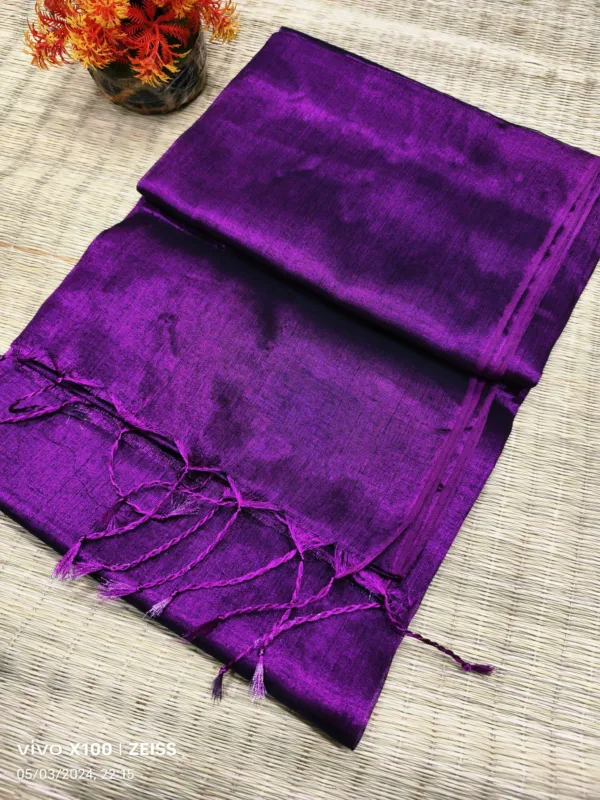 Khadi raga tissue saree - Purple