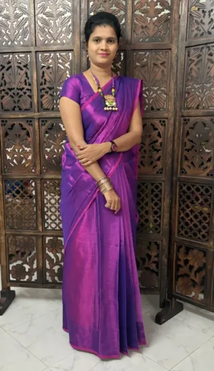 Khadi raga tissue saree - Purple