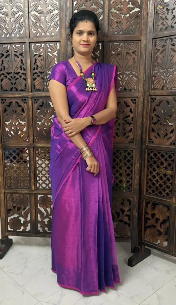 Khadi raga tissue saree - Purple