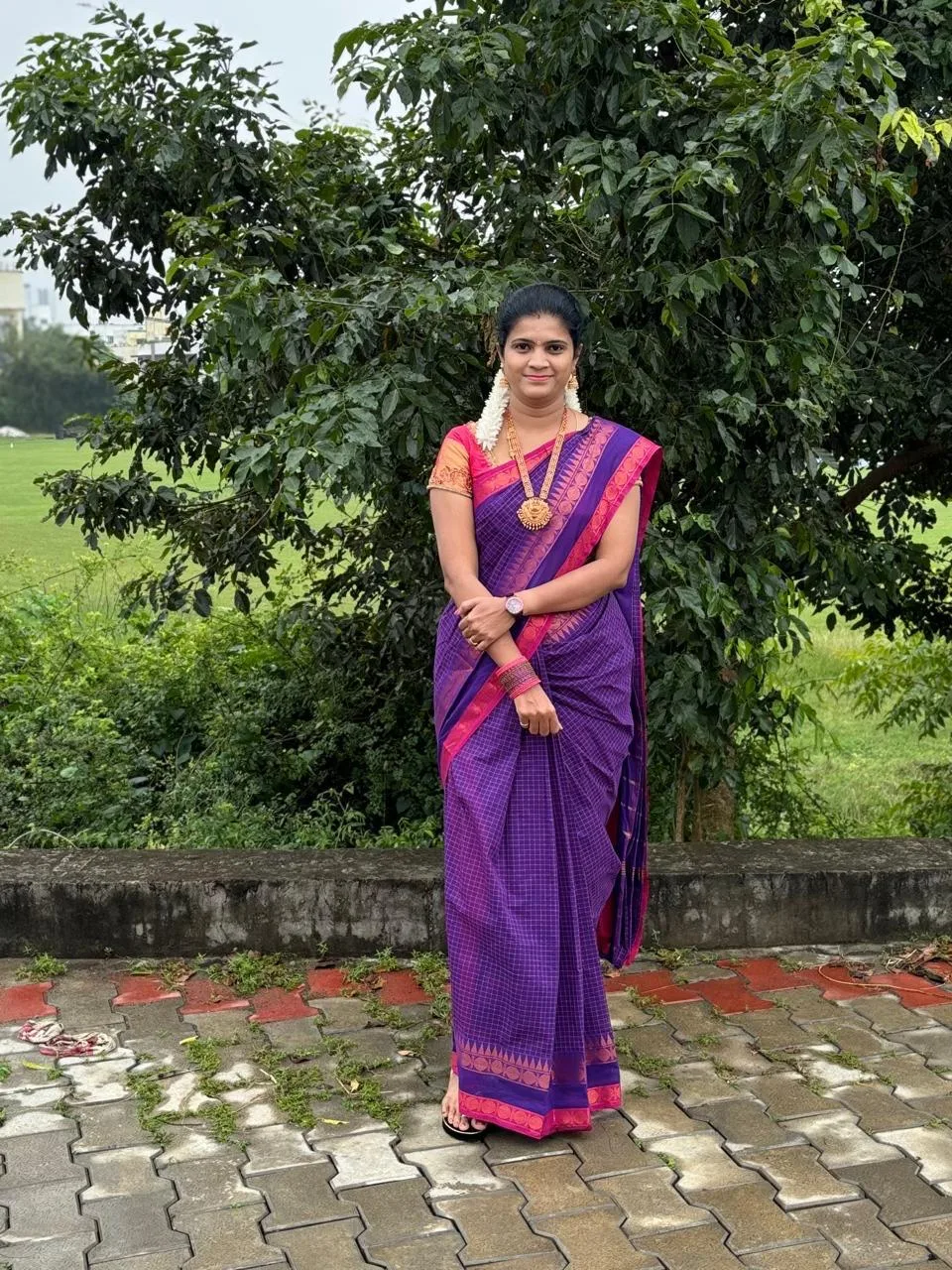 Chettinad Cotton Sarees - Udal Korvai - violet colour