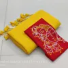 Khadi Cotton Sarees with embroidery blouse - Yellow with Red blouse