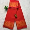 Madurai sungudi cotton Zari Check self -Orange Red