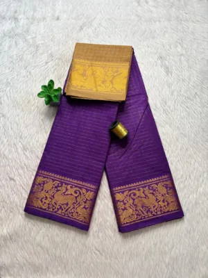 Madurai sungudi cotton Zari Check self -Lavender