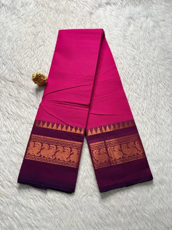 Chettinad Cotton Sarees - Megentha pink with Purple border