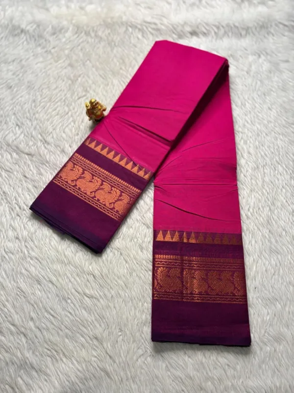 Chettinad Cotton Sarees - Megentha pink with Purple border