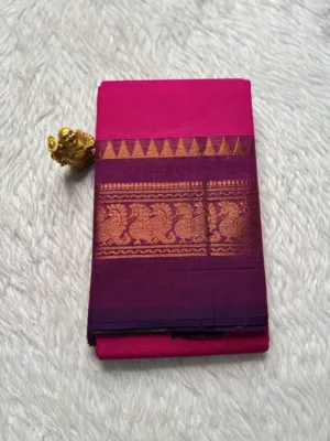 Chettinad Cotton Sarees - Megentha pink with Purple border