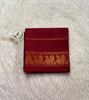 Sungudi Cotton Blouse - Veludhari design light maroon color