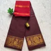 Madurai sungudi cotton Zari Check self -Dark Brown