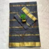 10 Patti Cotton kalamkari print saree - Ash colour -Saree with Blouse