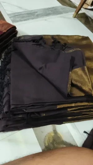 Nayanthara Inspired Khadi Cotton Sarees(Brown)
