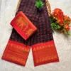 Madurai sungudi cotton Tamil Letter tissue border zari saree- with Blouse- KRTEO