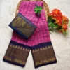 Madurai sungudi cotton Tamil Letter tissue border zari saree- with Blouse- KRTEP