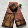 Madurai sungudi cotton Doll and Temple border Saree - Chocolate