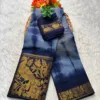 Madurai sungudi cotton saree shibori tie and dye - Ash colour