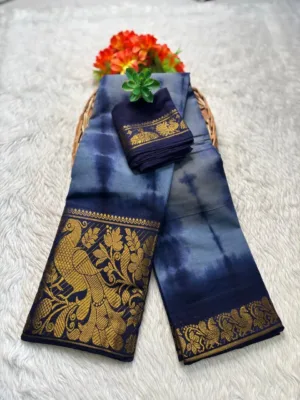 Madurai sungudi cotton saree shibori tie and dye - Ash colour