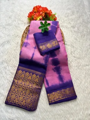 Madurai sungudi cotton saree shibori tie and dye - Light pink