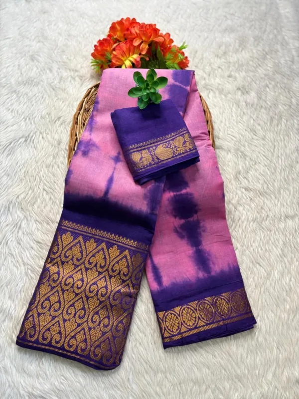 Madurai sungudi cotton saree shibori tie and dye - Light pink