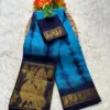Madurai sungudi cotton saree shibori tie and dye - Light Blue colour